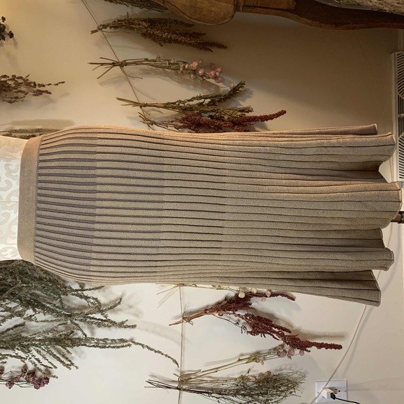 WORTH New York Neutral Ribbed Fit and Flare Skirt Size Medium - Picture 2 of 7